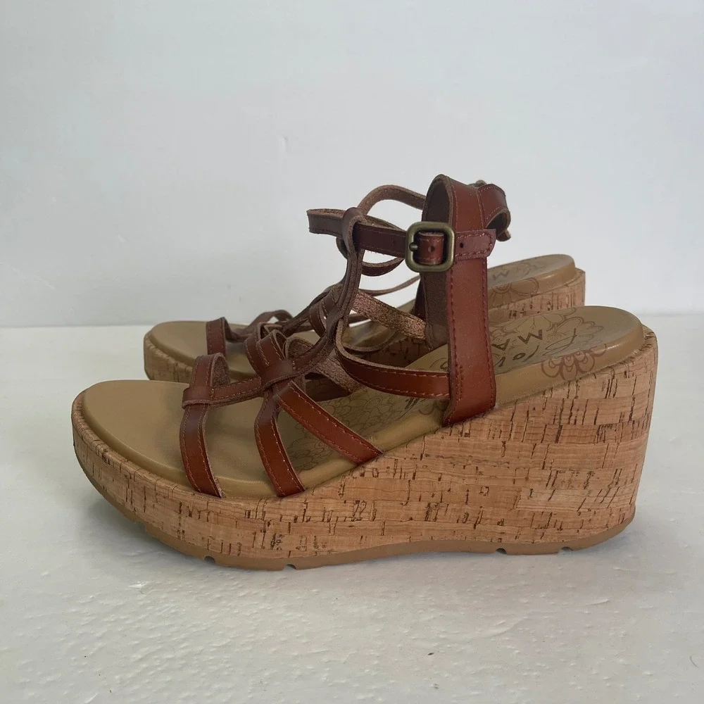 Blowfish Malibu Bahamas Brown Strappy Cork Platform Wedge Sandals Womens 9M